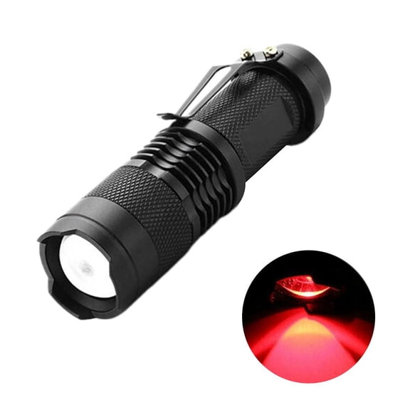 Agiufgs Red Light Flashlight 625nm, Night Vision Preserving with Zoomable Design, for Stargazing Map Reading Night, Red, Battery Not Included