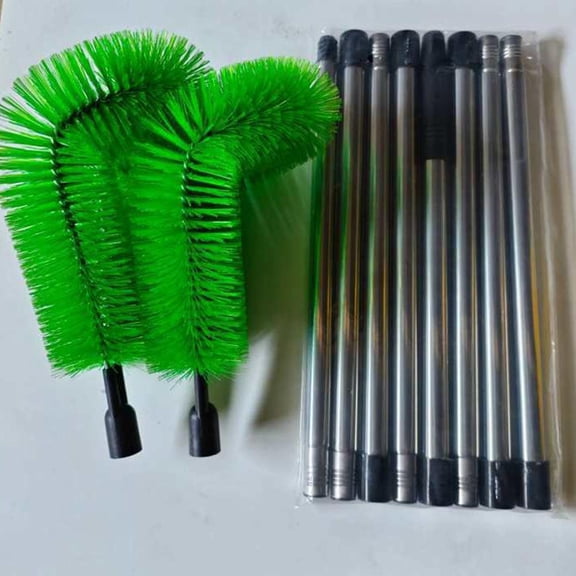 Agiufgs Retractable Gutter Cleaning Brush 125.98 in, 8 Splice Rods for Extended Reach, for Roof Gutters and High Cobwebs, Green