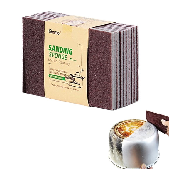 Agiufgs Sanding Sponge 3.5 X 2.7 X 0.2 in, Removes Rust and Burnt-On, for Kitchen Cookware and Household Cleaning, Gold