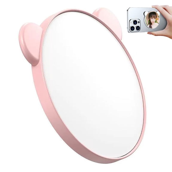 Agiufgs Selfie Mirror Magnetic, Bear Ear Design for Rear Camera Selfies, for and Android Phones Setup, Pink