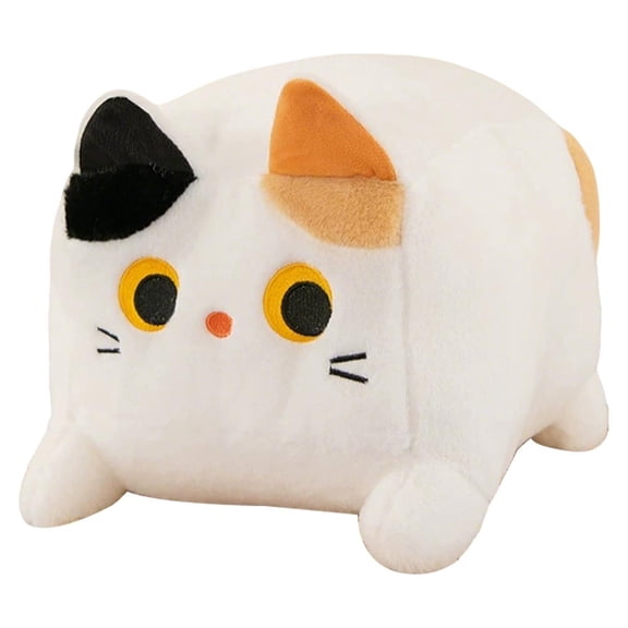 Agiufgs Square Cat Pillow 7.87, Soft Touch Fluffy with Cartoon Pillow Design, for Hugging Cushioning Decorating Setup, White