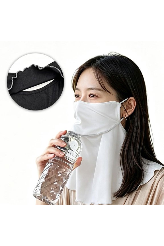 Sun Protection Face Mask, Breathable Nylon with Adjustable Ear Loops, for Outdoor Activities Running Hiking Setup, Light Gray