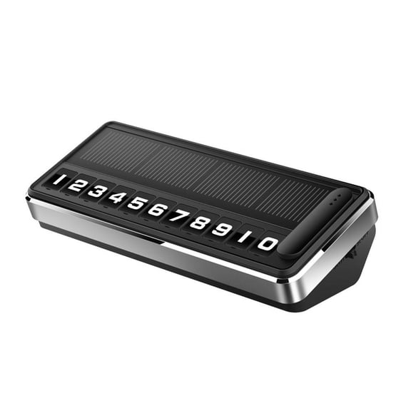 Agiufgs Temporary Parking Number Plate ABS, Solar Powered Night Glow, for Car Dashboard or Windshield Display Use, Silver