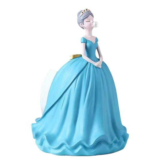 Agiufgs Tissue Box Holder Resin, Whimsical Princess Design with Innovative Tissue Dispensing, for Living Room Table, Blue