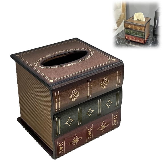 Agiufgs Tissue Box Holder Wood, Hinged Top for Easy Refills, for Living Room Study Office Bedroom, Brown