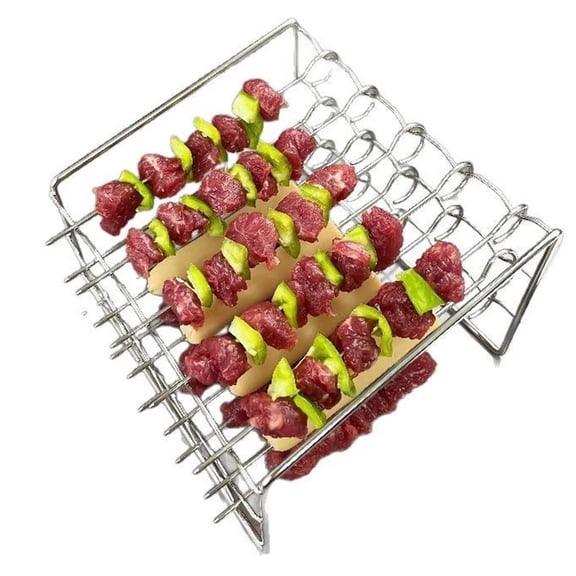 Agiufgs Vertical Skewer Rack, Maximizes Capacity with Even Heat Circulation, for Cooking Kebabs Vegetables and Meat, Silver, 1pcs
