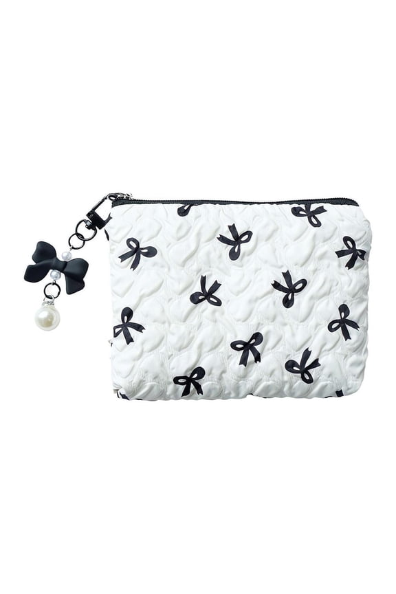 Women's Bow Clutch Handbag Polyester, Multi-functional Storage Bag, for Travel and Daily Use Setup and Use, White