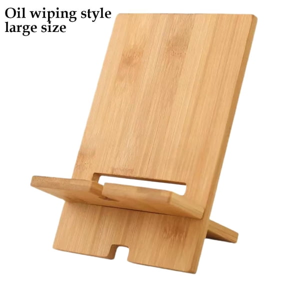 Agiufgs Wooden Cell Phone Stand, with Charging Slot and Multiple Viewing Angles, for Desk Nightstand or Kitchen Counter, Oil Wiping Style, Large Size