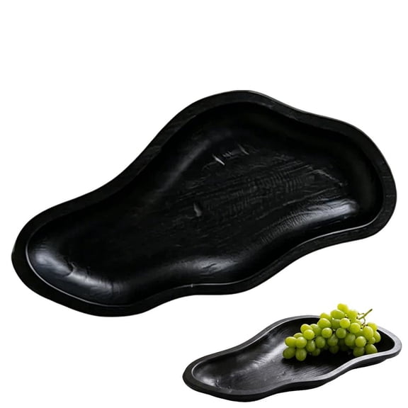 Agiufgs Wooden Serving Tray 11.8 X 7.1 X 2.0 in, Organic Cloud Shape, for Table Decor and Entertaining, Black