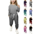 thumbnail image 1 of Agkizg 2PC Gradient Long Sleeve Top Pants Set Casual Summer Outfits (Girl's or Girl's Plus),2-Piece Set, 1 of 5