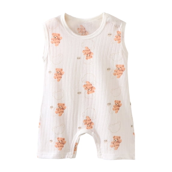 Agkizg Baby Girl Sleeveless Snap Front Bodysuit, Cute Printed Romper for Newborn Infant