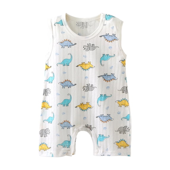 Agkizg Baby Girl Sleeveless Snap Front Bodysuit, Cute Printed Romper for Newborn Infant
