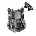 thumbnail image 1 of Agkizg Baby Girls Bodysuits,Baby Girls Ruffle Sleeve Rompers,All Cotton Sleeveless Hoodie for Infants and Young Children Color Blocked Plaid Fashionable Baby Girl Jumpsuit Crawling Clothes, 1 of 5