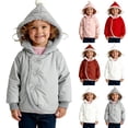 thumbnail image 1 of Agkizg Baby Girls Hooded Puffer Coat Thick Fleece Lined Button Up Winter Jacket with Pockets Solid Color Warm Casual Outerwear, 1 of 6