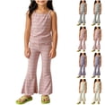 thumbnail image 1 of Agkizg Big Girls Clothing Set Striped 2 Piece Outfit Sleeveless Camisole Flare Pants Set, 1 of 5