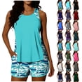 thumbnail image 1 of Agkizg Blouson Tankini Swimsuits for Two Piece Bathing Suits Hawaiian Print Tankini Set Padded Modest Sports Tank Top Two Piece Swimsuit with Pockets Swim Top and Bottom for Beach Swimsuits (Women's), 1 of 6