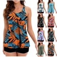 thumbnail image 1 of Agkizg Blouson Tankini Swimsuits for Two Piece Bathing Suits Print Padded Wireless Two Piece Tankini Set Loose Fitting Drawstring Bathing Suits for Summer Beach and Pool Swimsuits (Women's), 1 of 6