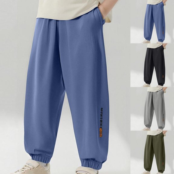 Agkizg Boys Casual Pants,Boys Jogger Pants,Children's Mesh Breathable Mosquito Proof Pants with Sun Protection Ankle Cuffs and Pockets