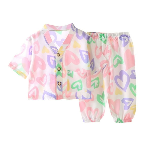 Agkizg Boys Girls Cottons Pajama Sets,Girls 2-Piece Sleepwear Clothes Set,Long Sleeve Pajamas Top and Sleep Pants 2 Piece Loungewear Set Soft and Comfortable Homewear Nightwear Sets 7-8 Years