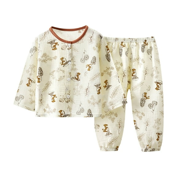 Agkizg Boys Girls Cottons Pajama Sets,Girls 2-Piece Sleepwear Clothes Set,Long Sleeve Pajamas Top and Sleep Pants 2 Piece Loungewear Set Soft and Comfortable Homewear Nightwear Sets 1-2 Years