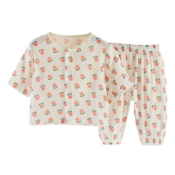 Agkizg Boys Girls Cottons Pajama Sets,Girls 2-Piece Sleepwear Clothes Set,Long Sleeve Pajamas Top and Sleep Pants 2 Piece Loungewear Set Soft and Comfortable Homewear Nightwear Sets 5-6 Years