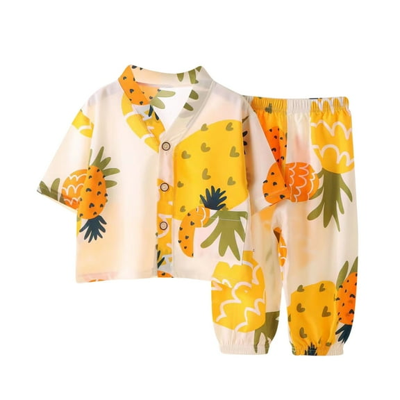 Agkizg Boys Girls Cottons Pajama Sets,Girls 2-Piece Sleepwear Clothes Set,Long Sleeve Pajamas Top and Sleep Pants 2 Piece Loungewear Set Soft and Comfortable Homewear Nightwear Sets 1-2 Years