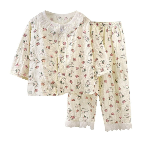 Agkizg Boys Girls Cottons Pajama Sets,Girls 2-Piece Sleepwear Clothes Set,Long Sleeve Pajamas Top and Sleep Pants 2 Piece Loungewear Set Soft and Comfortable Homewear Nightwear Sets 2-3 Years