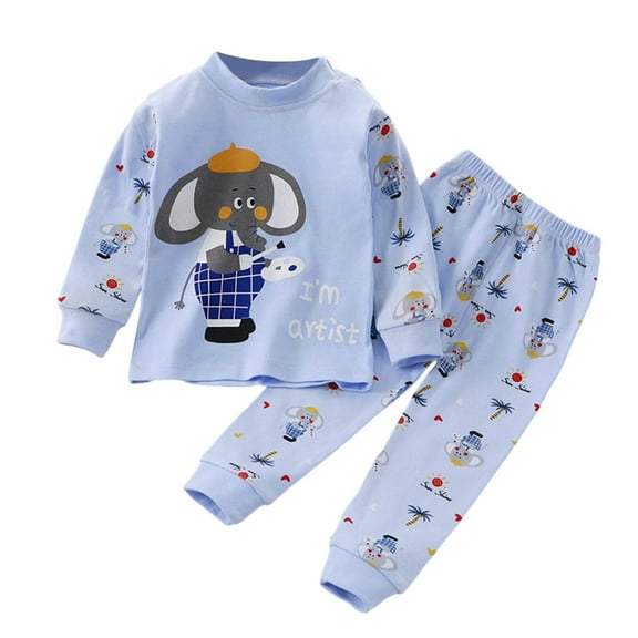 Agkizg Boys Girls Cottons Pajama Sets,Girls 2-Piece Sleepwear Clothes Set,Long Sleeve Pajamas Top and Sleep Pants 2 Piece Loungewear Set Soft and Comfortable Homewear Nightwear Sets 1-2 Years