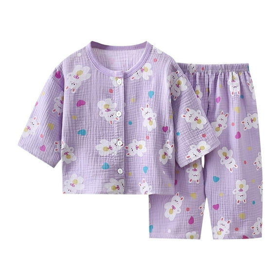 Agkizg Boys Girls Cottons Pajama Sets,Girls 2-Piece Sleepwear Clothes Set,Long Sleeve Pajamas Top and Sleep Pants 2 Piece Loungewear Set Soft and Comfortable Homewear Nightwear Sets 1-2 Years