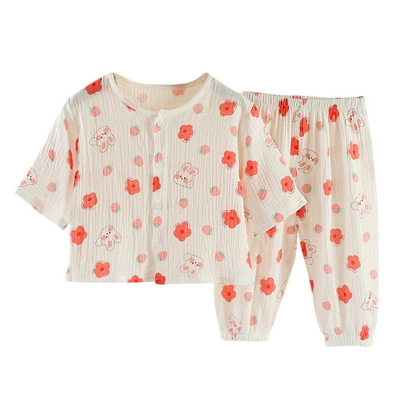 Agkizg Boys Girls Cottons Pajama Sets,Girls 2-Piece Sleepwear Clothes Set,Long Sleeve Pajamas Top and Sleep Pants 2 Piece Loungewear Set Soft and Comfortable Homewear Nightwear Sets 5-6 Years