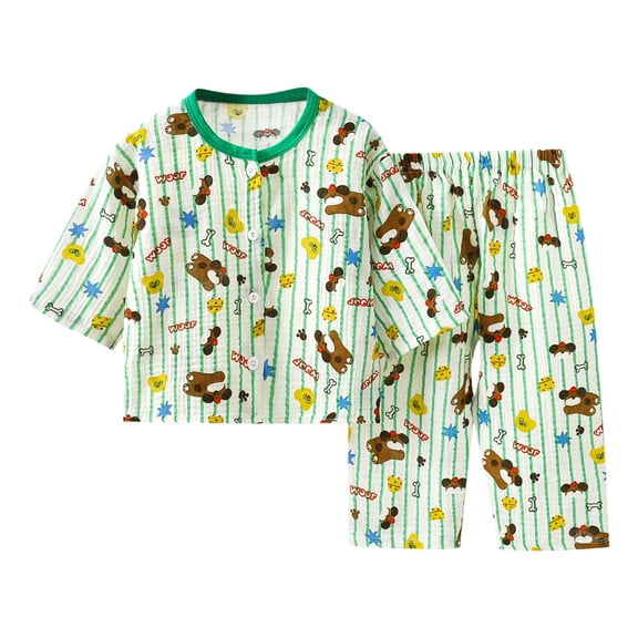 Agkizg Boys Girls Cottons Pajama Sets,Girls 2-Piece Sleepwear Clothes Set,Long Sleeve Pajamas Top and Sleep Pants 2 Piece Loungewear Set Soft and Comfortable Homewear Nightwear Sets 1-2 Years