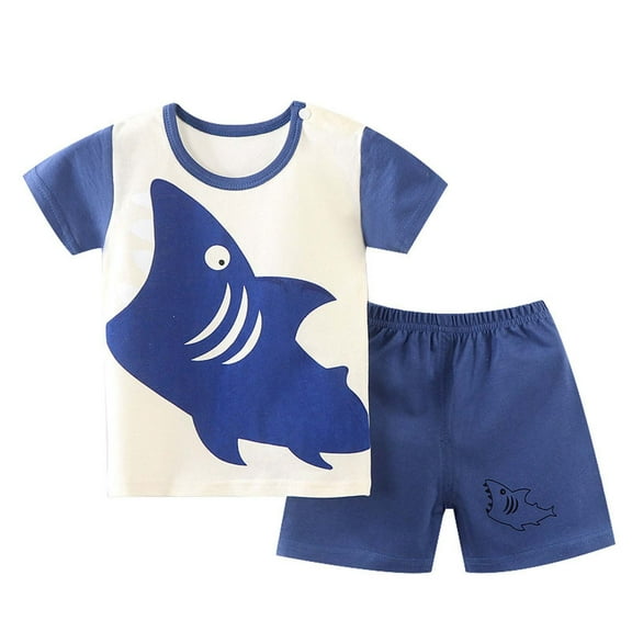 Agkizg Boys Girls Cottons Pajama Sets,Girls 2-Piece Sleepwear Clothes Set,Short Sleeve Pajamas Top and Lounge Shorts 2 Piece Loungewear Set Soft and Comfortable Homewear Nightwear Sets 3-4 Years