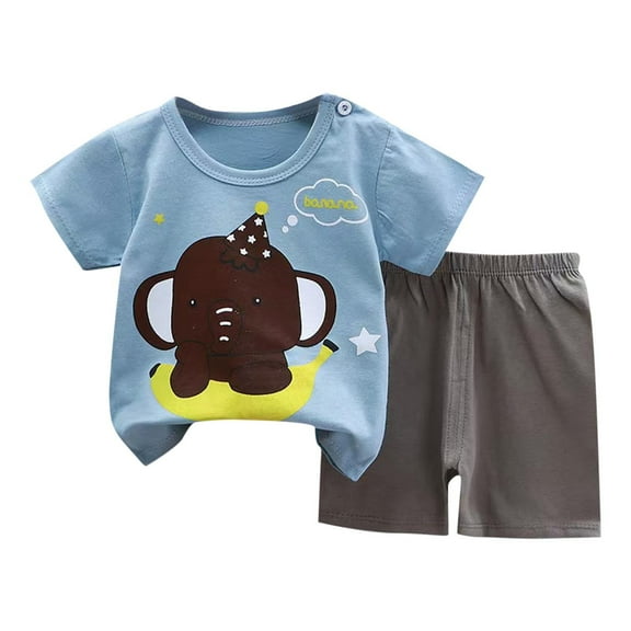 Agkizg Boys Girls Cottons Pajama Sets,Girls 2-Piece Sleepwear Clothes Set,Short Sleeve Pajamas Top and Lounge Shorts 2 Piece Loungewear Set Soft and Comfortable Homewear Nightwear Sets 3-4 Years