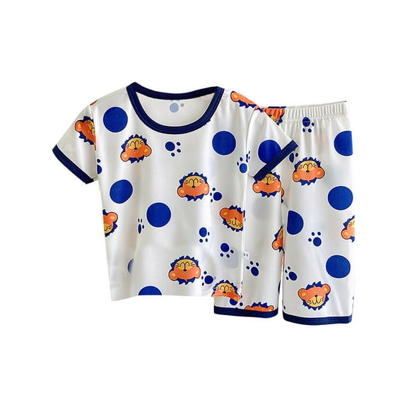 Agkizg Boys Girls Cottons Pajama Sets,Girls 2-Piece Sleepwear Clothes Set,Short Sleeve Pajamas Top and Sleep Pants 2 Piece Loungewear Set Soft and Comfortable Homewear Nightwear Sets 3-4 Years