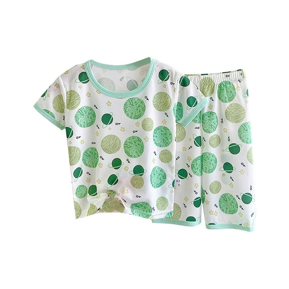 Agkizg Boys Girls Cottons Pajama Sets,Girls 2-Piece Sleepwear Clothes Set,Short Sleeve Pajamas Top and Sleep Pants 2 Piece Loungewear Set Soft and Comfortable Homewear Nightwear Sets 7-8 Years