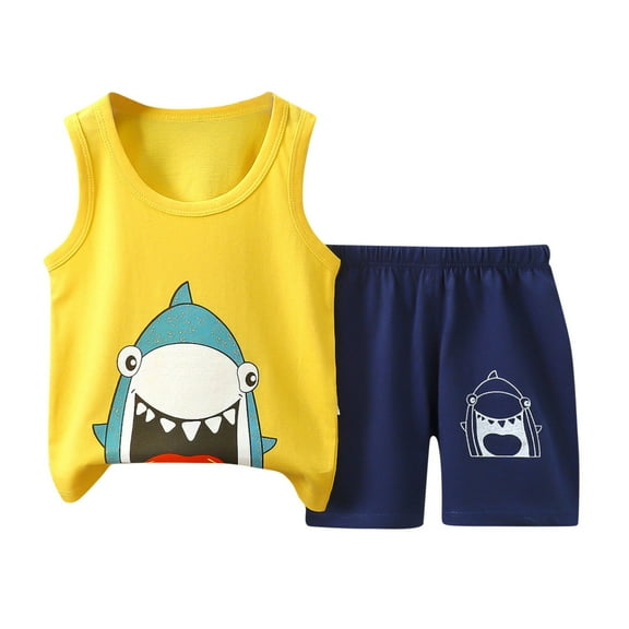 Agkizg Boys Girls Cottons Pajama Sets,Girls 2-Piece Sleepwear Clothes Set,Sleeveless Pajamas Top and Lounge Shorts 2 Piece Loungewear Set Soft and Comfortable Homewear Nightwear Sets 6-9 Months