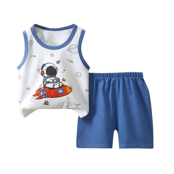 Agkizg Boys Girls Cottons Pajama Sets,Girls 2-Piece Sleepwear Clothes Set,Sleeveless Pajamas Top and Lounge Shorts 2 Piece Loungewear Set Soft and Comfortable Homewear Nightwear Sets 6-9 Months