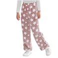 thumbnail image 1 of Agkizg Boys and Girls Fleece-Lined Sleep Pants,Kids Warm Loungewear Pants,Kids Fall Winter Fleece Pants 4-15 Years Elastic Waistband Wide Leg Straight Trousers with Elastic Waist Casual Warm Pants, 1 of 4