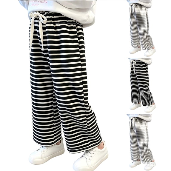 Agkizg Boys Girls Wide Leg Pants Striped Lightweight Draped Casual Pants for Summer, Sizes 2-3 Years