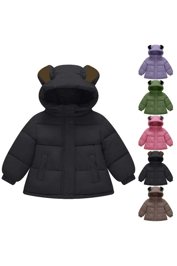 Boys Girls Winter Down Jacket,Warm Coat for Kids Packable Puffer Jacket,Plus Thick Solid Color Coat Casual Hooded Warm Coat