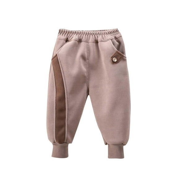 Agkizg Boys and Girls Winter Fleece Lined Pants,Boys Fall Winter Fleece Lined Thickened Casual Pants Warm Kids' Trousers with Elastic Waist for Toddlers and Young Boys Pants