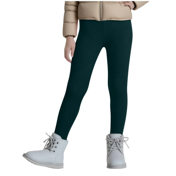 Agkizg Boys and Girls Winter Fleece Lined Pants,Kids 3-13 Years Fall Winter Solid Color Fleece Lined Tight Pants Elastic Waist Leggings Fuzzy Yoga Pants Older Kids Boys Girls Pants