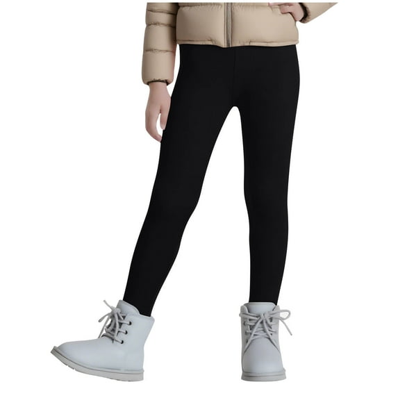 Agkizg Boys and Girls Winter Fleece Lined Pants,Kids 3-13 Years Fall Winter Solid Color Fleece Lined Tight Pants Elastic Waist Leggings Fuzzy Yoga Pants Older Kids Boys Girls Pants