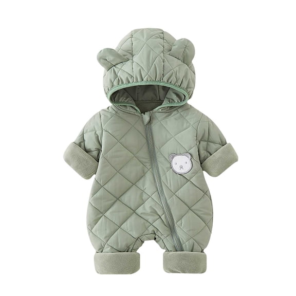 Agkizg Boys Girls Winter Fleece Romper Snowsuit,Plushs Long Sleeve Hooded Jumpsuit,Soft Warm Thickened Loungewear Kids Fleece Bodysuit,0-3 Months