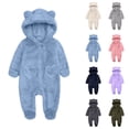 thumbnail image 1 of Agkizg Boys Girls Winter Fleece Romper Snowsuit,Plushs Long Sleeve Hooded Jumpsuit,Soft Warm Thickened Loungewear Kids Fleece Bodysuit,0-3 Months, 1 of 4