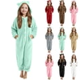 thumbnail image 1 of Agkizg Boys Girls Winter Fleece Romper Snowsuit,Plushs Long Sleeve Hooded Jumpsuit,Soft Warm Thickened Loungewear Kids Fleece Bodysuit,11-12 Years, 1 of 5