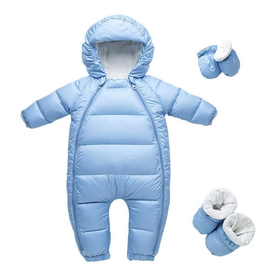 Agkizg Boys Girls Winter Fleece Romper Snowsuit,Plushs Long Sleeve Hooded Jumpsuit,Soft Warm Thickened Loungewear Kids Fleece Bodysuit,18-24 Months