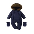 thumbnail image 1 of Agkizg Boys Girls Winter Fleece Romper Snowsuit,Plushs Long Sleeve Hooded Jumpsuit,Soft Warm Thickened Loungewear Kids Fleece Bodysuit,3-6 Months, 1 of 4