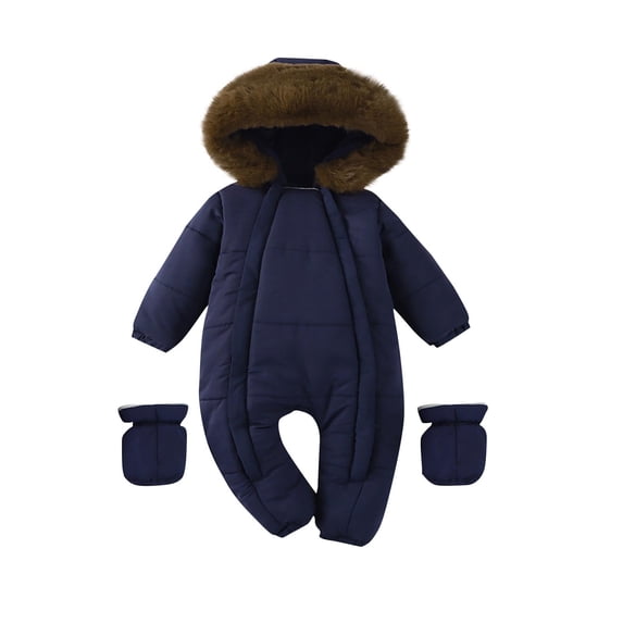 Agkizg Boys Girls Winter Fleece Romper Snowsuit,Plushs Long Sleeve Hooded Jumpsuit,Soft Warm Thickened Loungewear Kids Fleece Bodysuit,3-6 Months