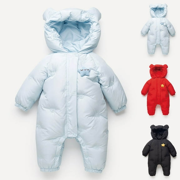 Agkizg Boys Girls Winter Fleece Romper Snowsuit,Plushs Long Sleeve Hooded Jumpsuit,Soft Warm Thickened Loungewear Kids Fleece Bodysuit,6-9 Months